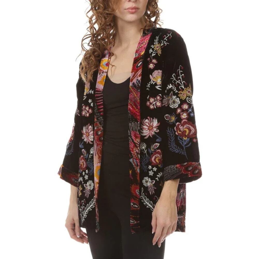 John Mark Enchanted Evening Petite Open-Front Velvet Jacket Women's Small NWT